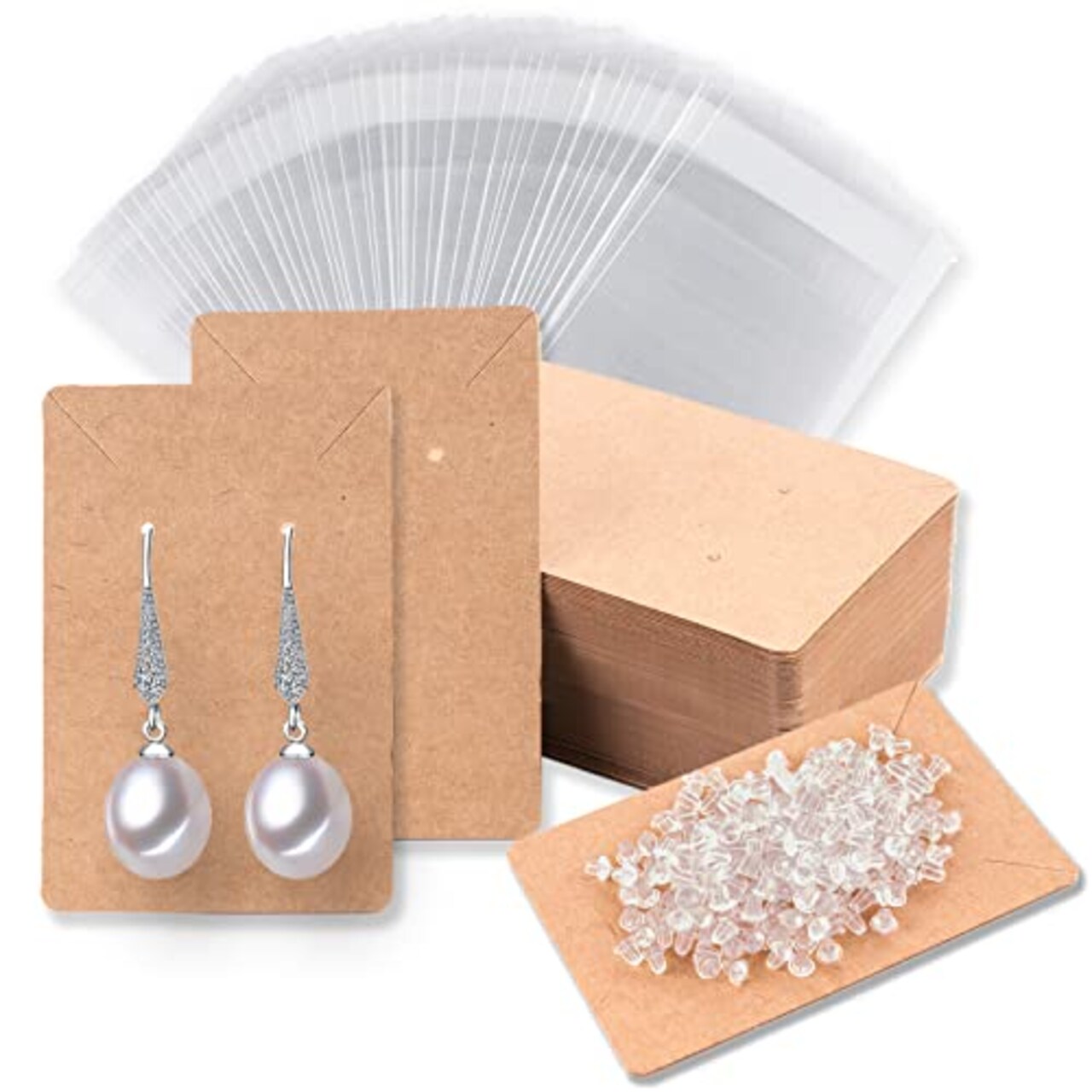 Earring Cards for Selling Including 120 Pcs Earring Holder Cards, 120  Earring Packaging and 240 Pcs Earring Backs, for Necklace/Jewelry Display,  Jewelry Packaging 3.5x2.4 Inches (Brown)